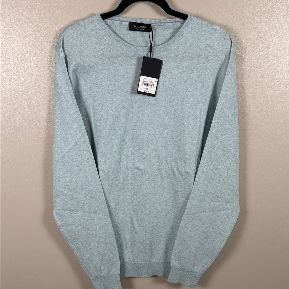 Bugatchi Light Blue Crewneck Cotton & Cashmere Blend Men’s Sweater